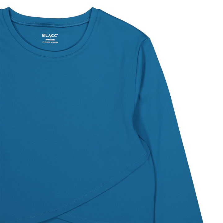 Top Ella a maniche lunghe sovrapposte Blu Corallo