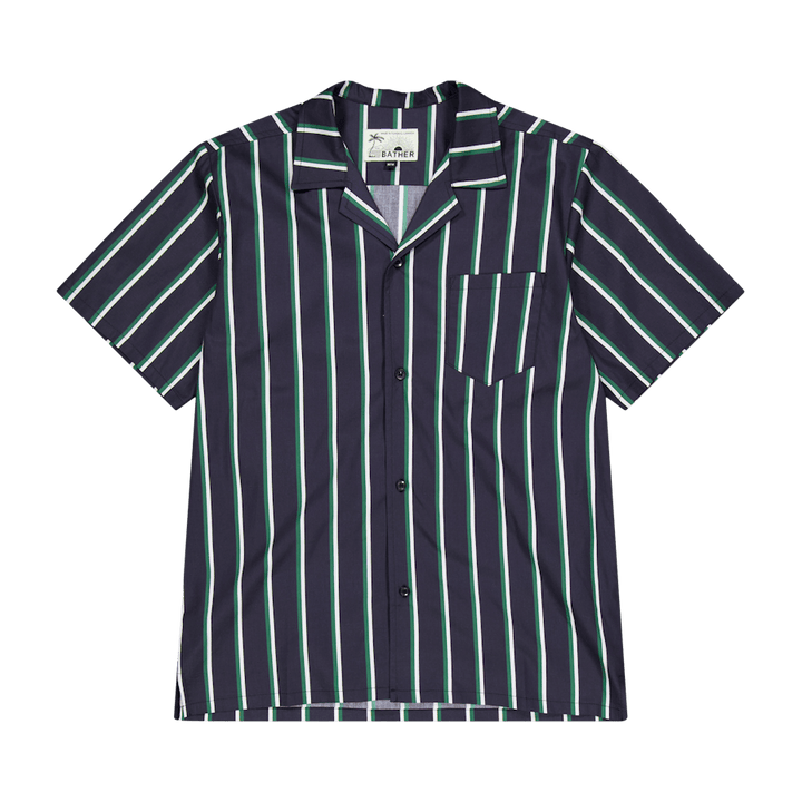 Koszula obozowa w drobne paski zielono-biała