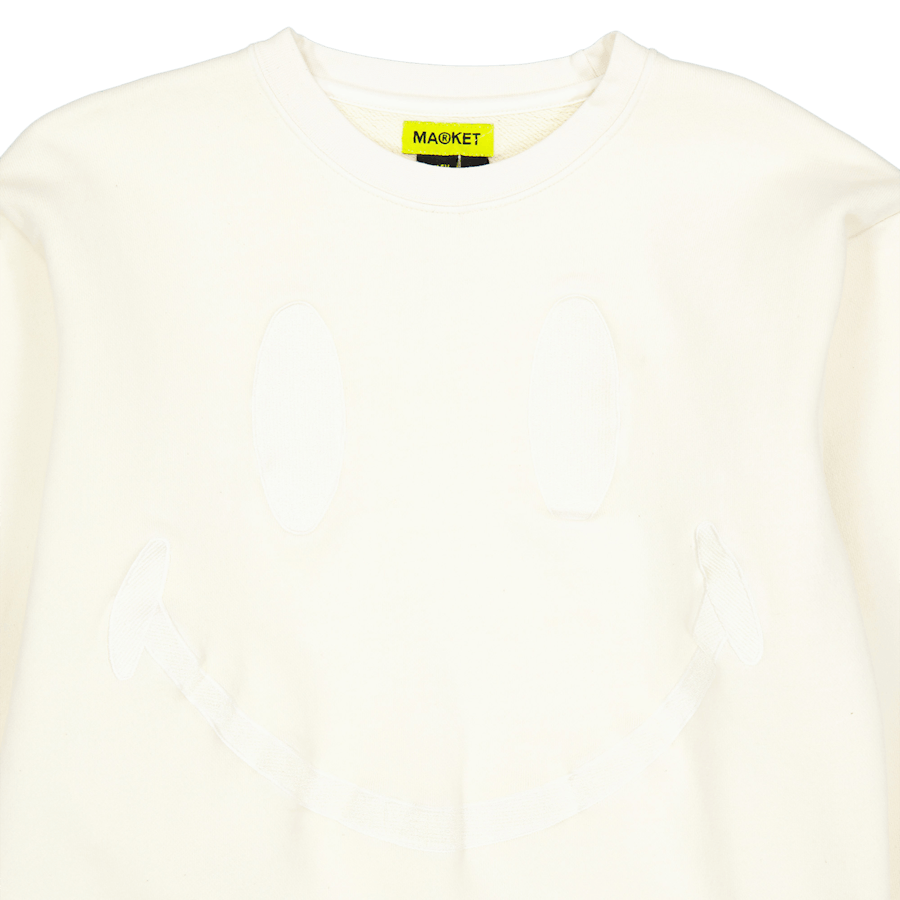 Pull ras du cou surdimensionné Smiley Crème