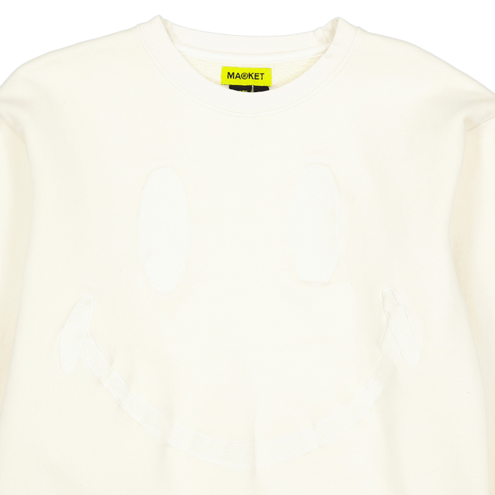 Pull ras du cou surdimensionné Smiley Crème
