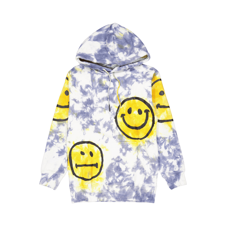 Sweat à capuche Smiley Sun Dye Jaune Bleu Tie-dye