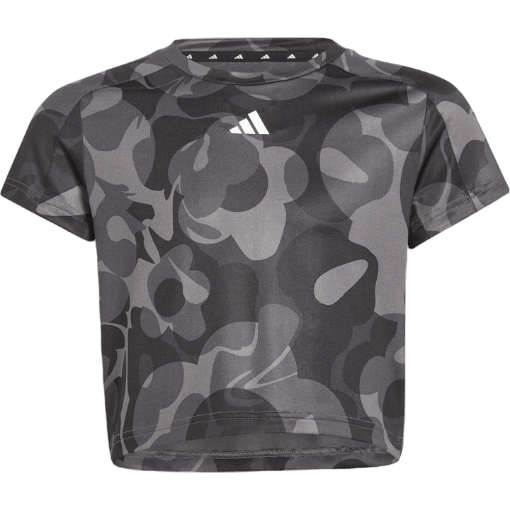 T-shirt court imprimé saisonnier Essentials AEROREADY pour enfant, noir