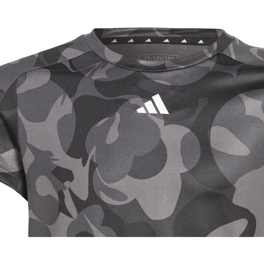 T-shirt court imprimé saisonnier Essentials AEROREADY pour enfant, noir