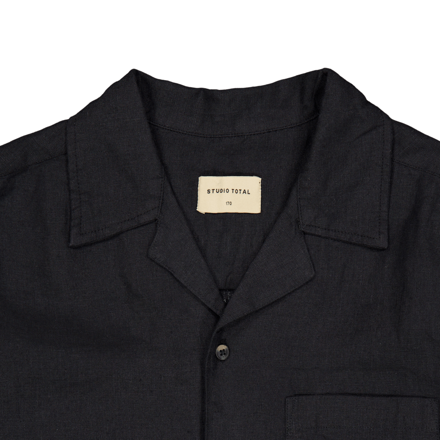 Leinen-Camp-Hemd Schwarz