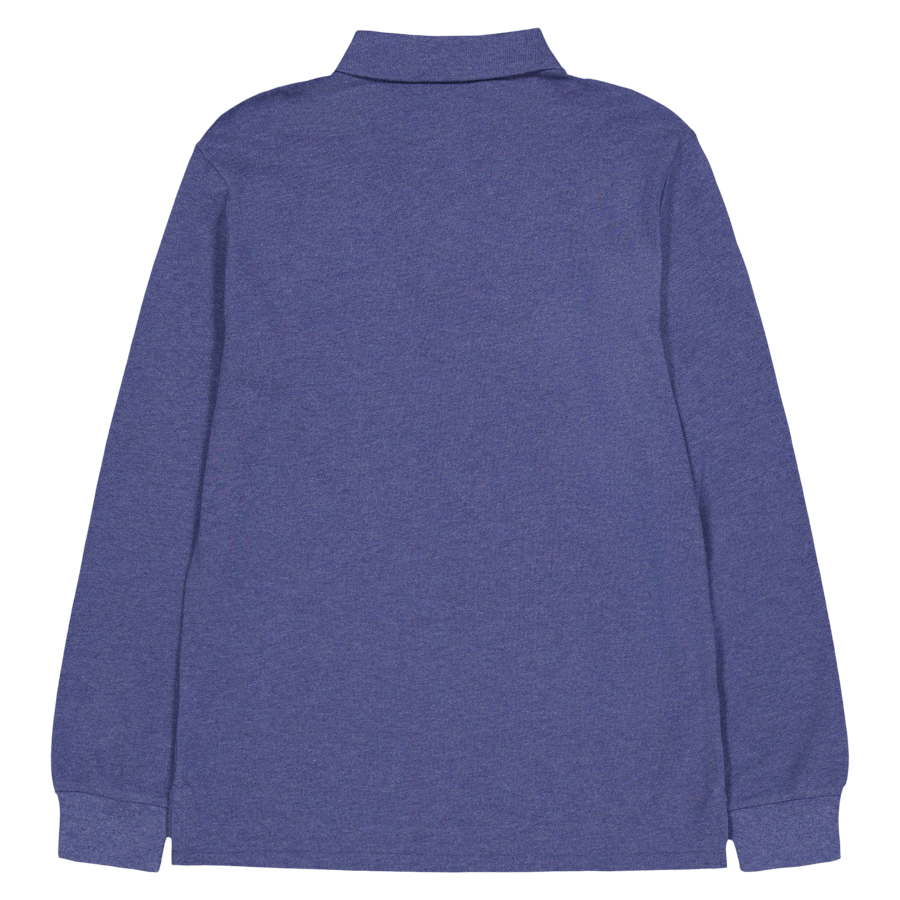 Custom Slim langermet polo i marineblå lyng