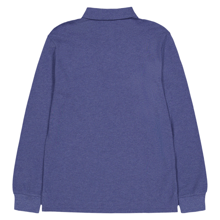 Custom Slim langermet polo i marineblå lyng