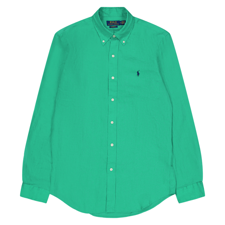 Linskjorte med spesialtilpasset passform Grasshopper Green