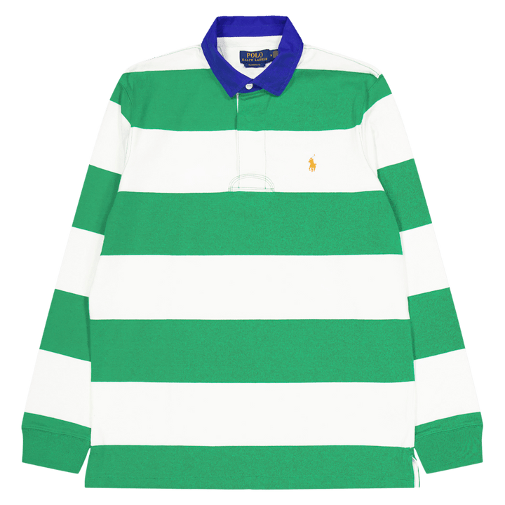 Classic Fit Striped Jersey Rugby Shirt Stem / White