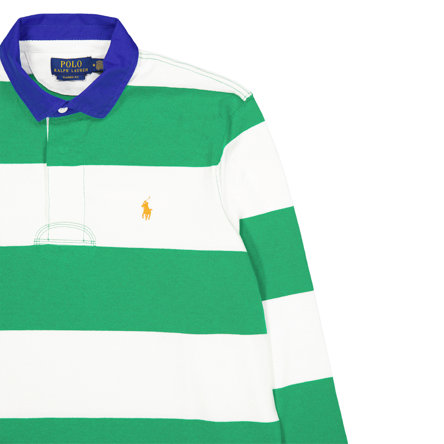 Classic Fit Striped Jersey Rugby Shirt Stem / White