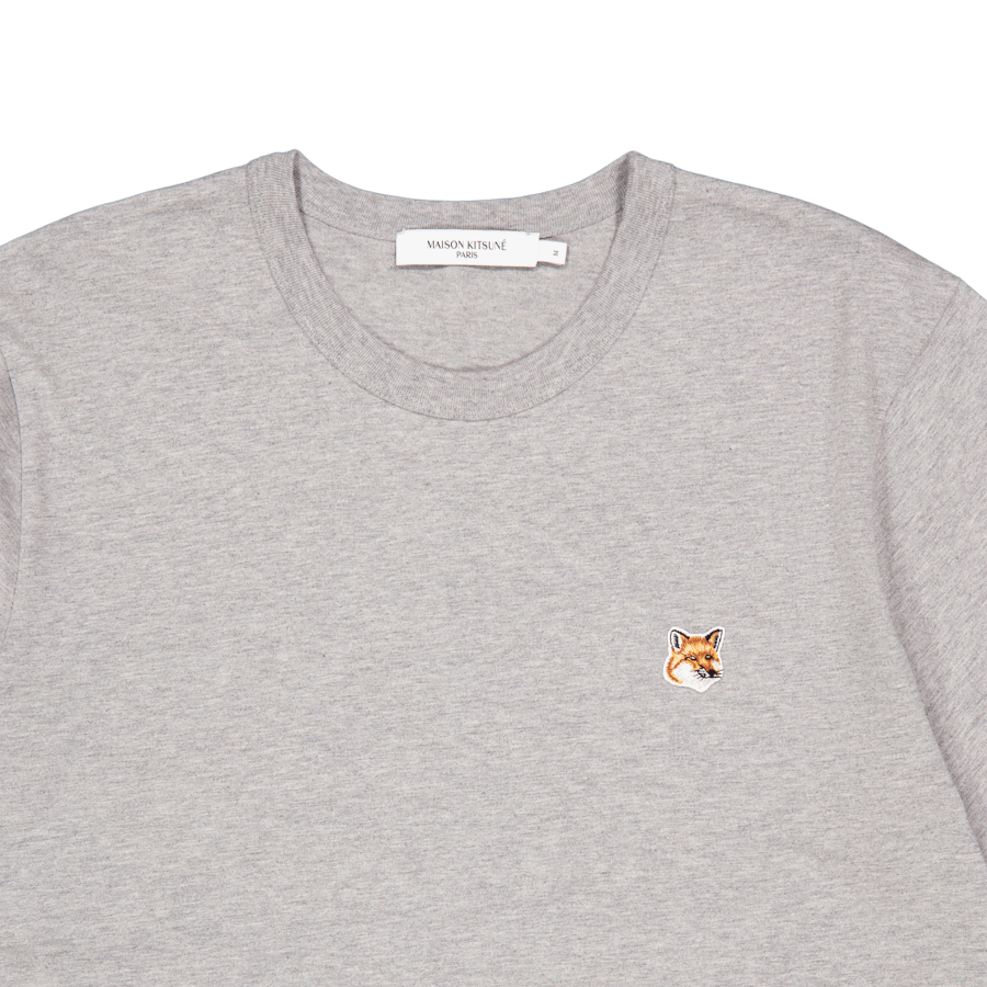 T-shirt clássica com emblema de cabeça de raposa Melange cinzenta