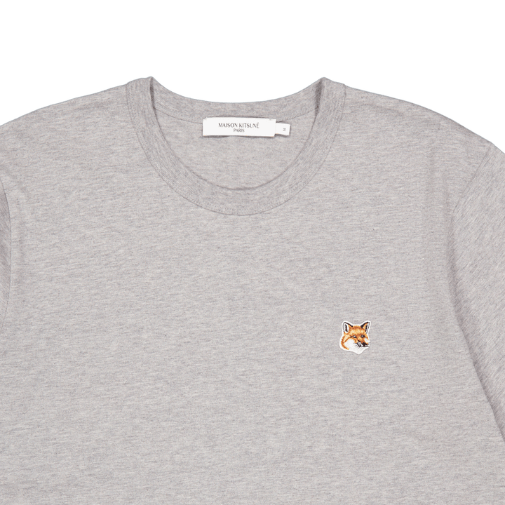 T-shirt clássica com emblema de cabeça de raposa Melange cinzenta