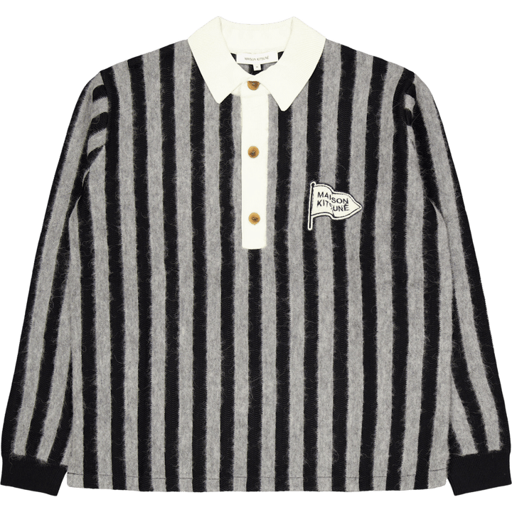 Gestreiftes Comfort Polo Schwarz/Stein
