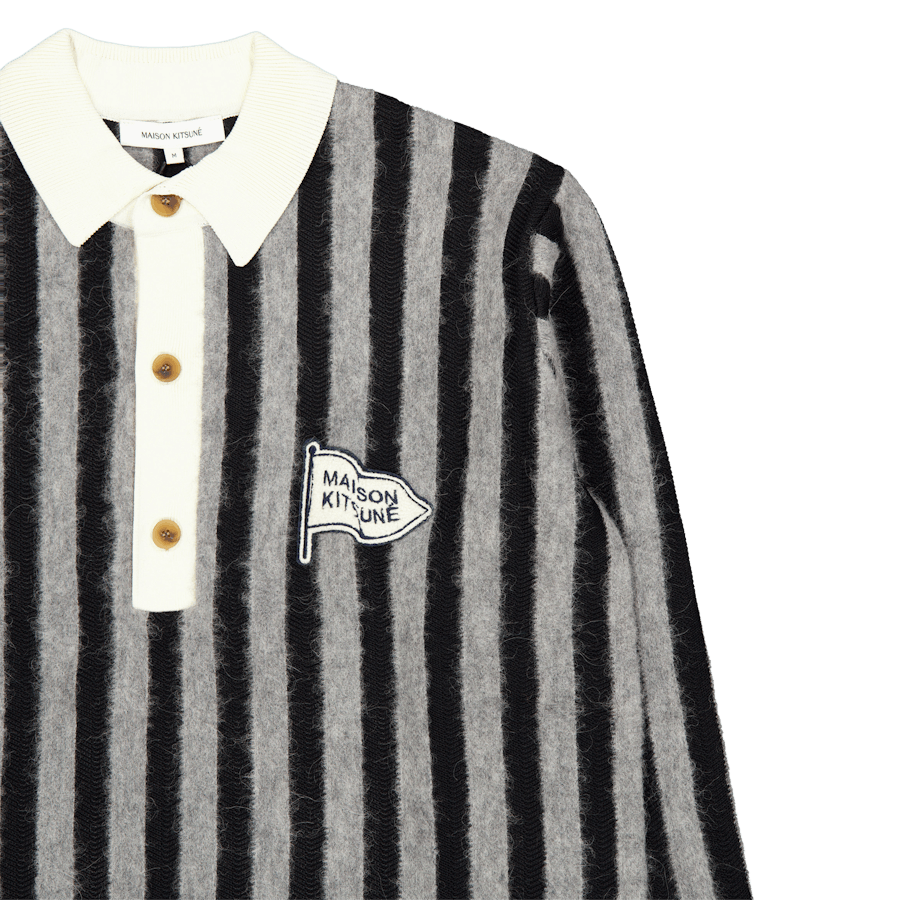 Gestreiftes Comfort Polo Schwarz/Stein