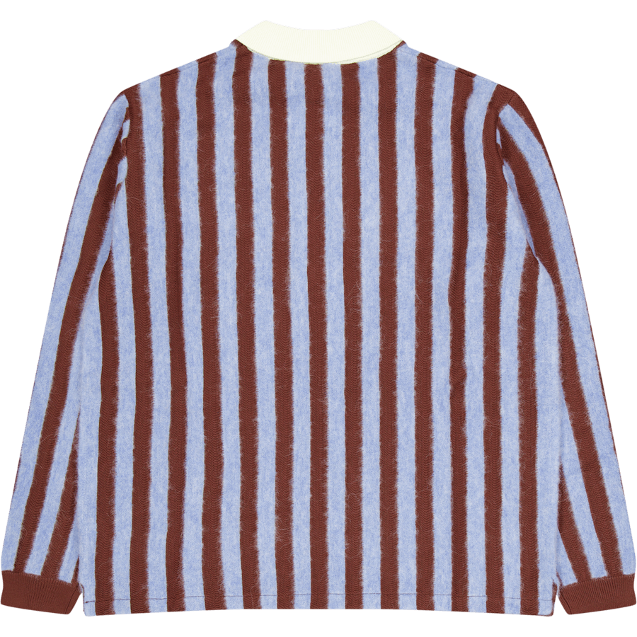 Polo confort rayé bleu ciel/noisette