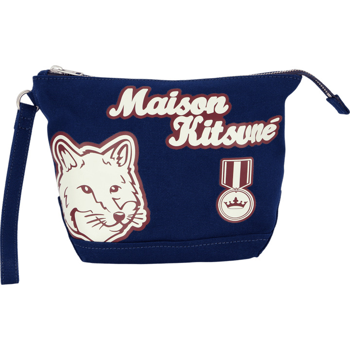 Pochette zippée Varsity Patches bleu encre