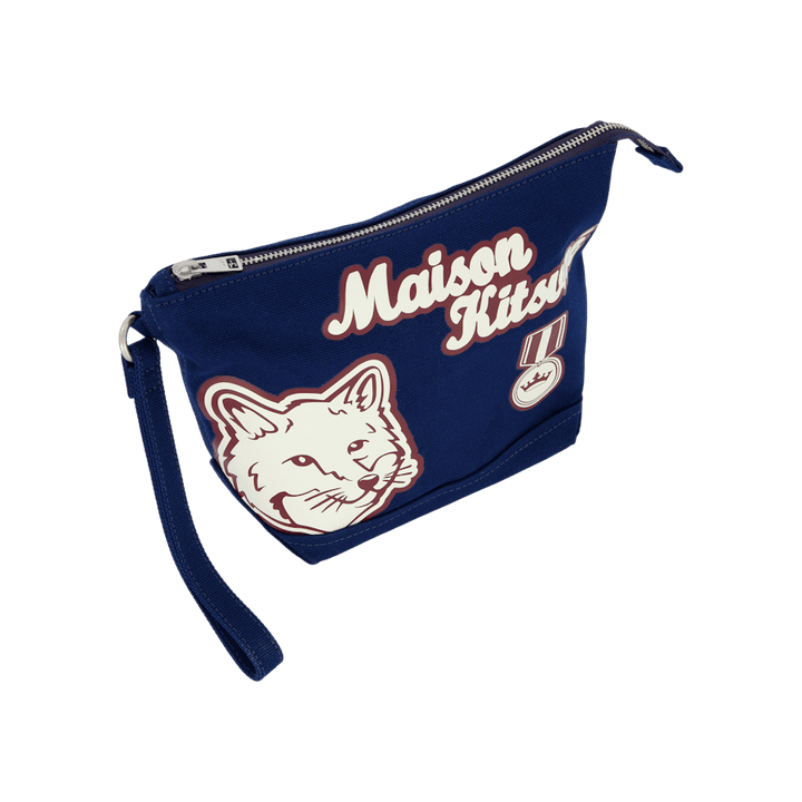 Pochette zippée Varsity Patches bleu encre