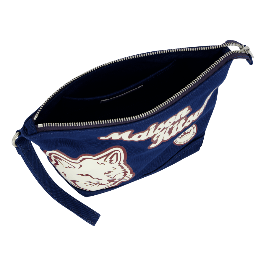 Pochette zippée Varsity Patches bleu encre