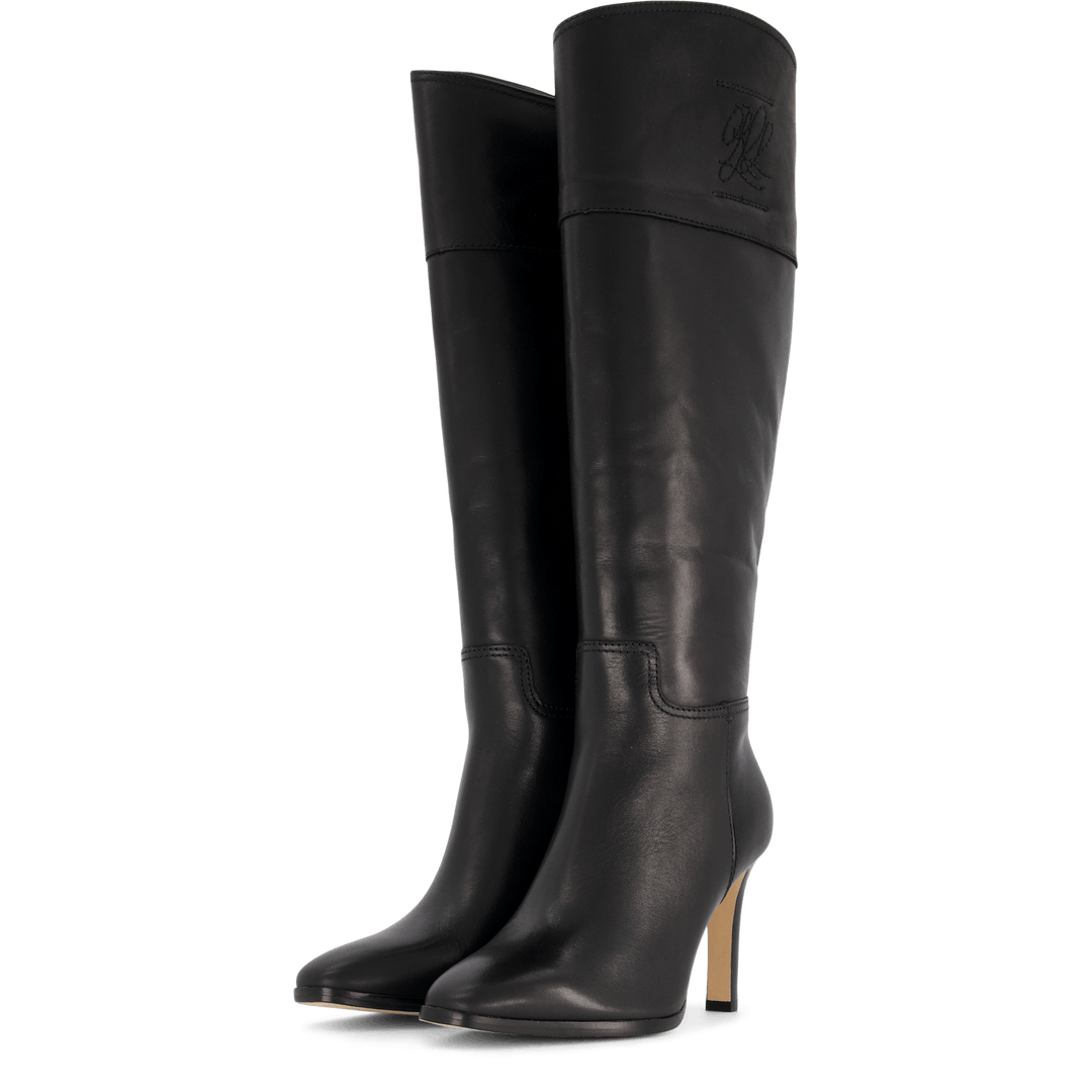 Page Brünierter Lederstiefel Schwarz