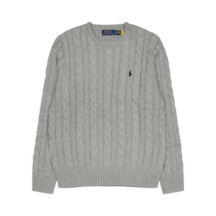 Maglione in cotone lavorato a maglia a cavo Fawn Grey Heather