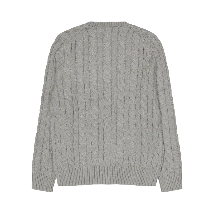 Maglione in cotone lavorato a maglia a cavo Fawn Grey Heather