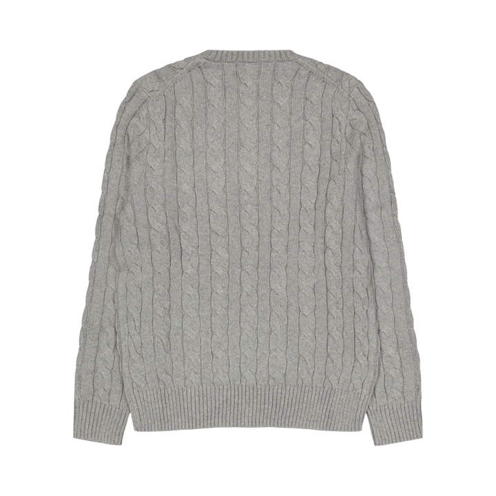 Maglione in cotone lavorato a maglia a cavo Fawn Grey Heather