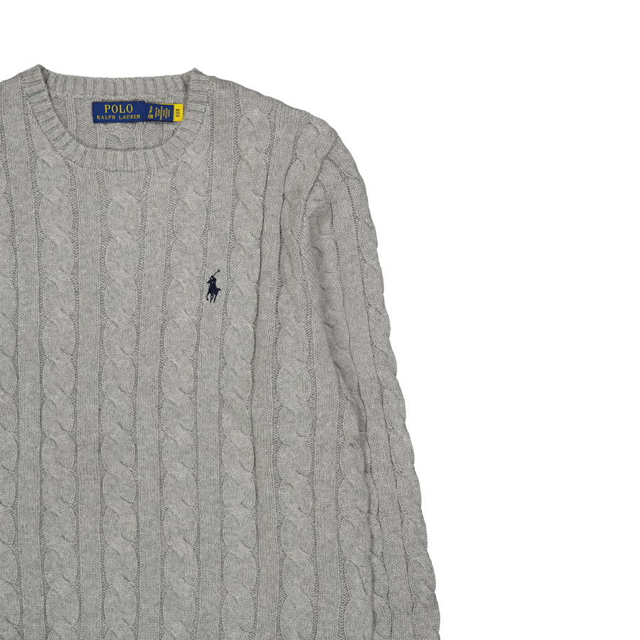Maglione in cotone lavorato a maglia a cavo Fawn Grey Heather