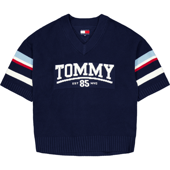 Tjcu Varsity Knit Top Carbon Navy