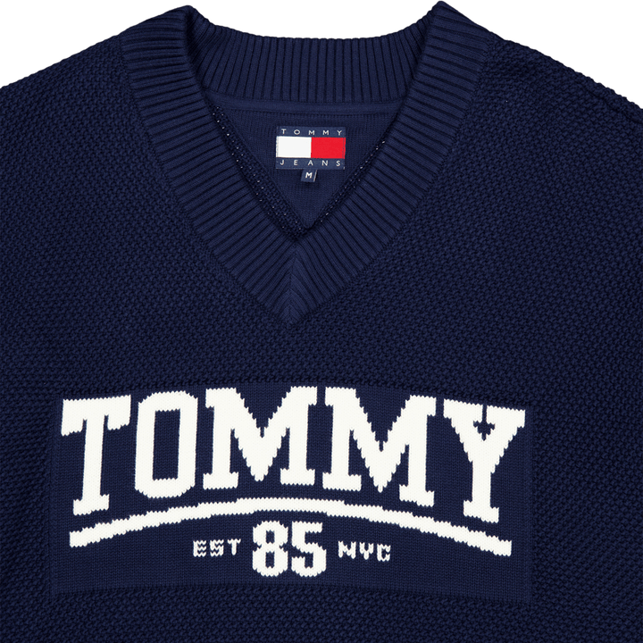 Tjcu Varsity Knit Top Carbon Navy