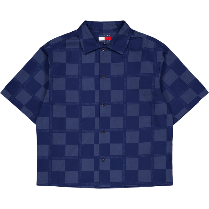 Tjcu Boxy 1985 Checkerbrd Shir Carbon Navy