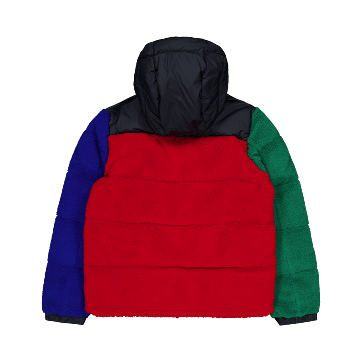 Color-Blocked Pile Fleece Down Jacket RL2000 Red Multi