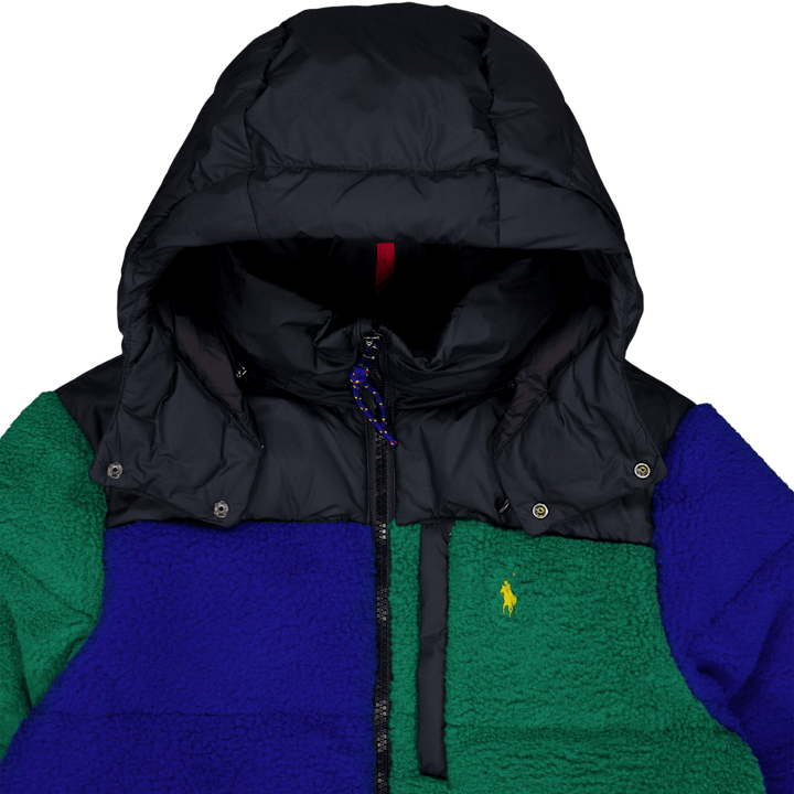 Color-Blocked Pile Fleece Down Jacket RL2000 Red Multi