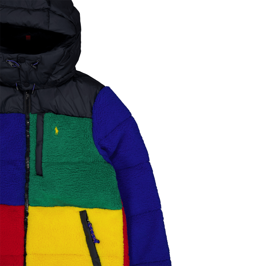 Color-Blocked Pile Fleece Down Jacket RL2000 Red Multi