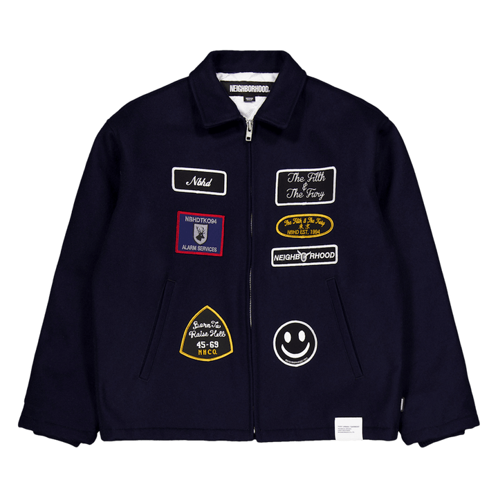 Veste zippée Melton bleu marine