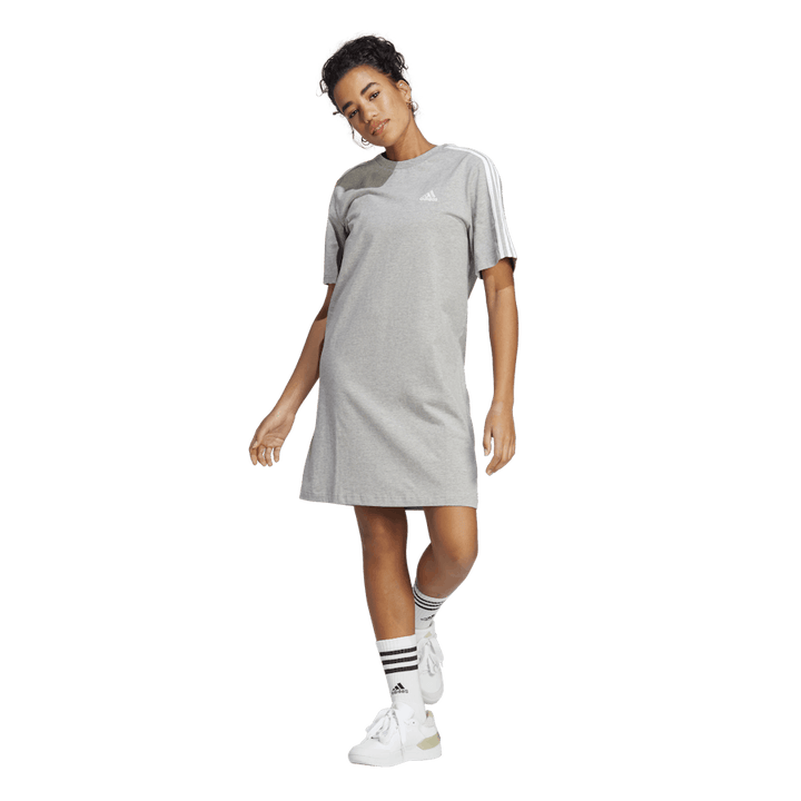 Essentials 3-Stripes Single Jersey Boyfriend Tee Dress Medium Harmaa Heather / Valkoinen