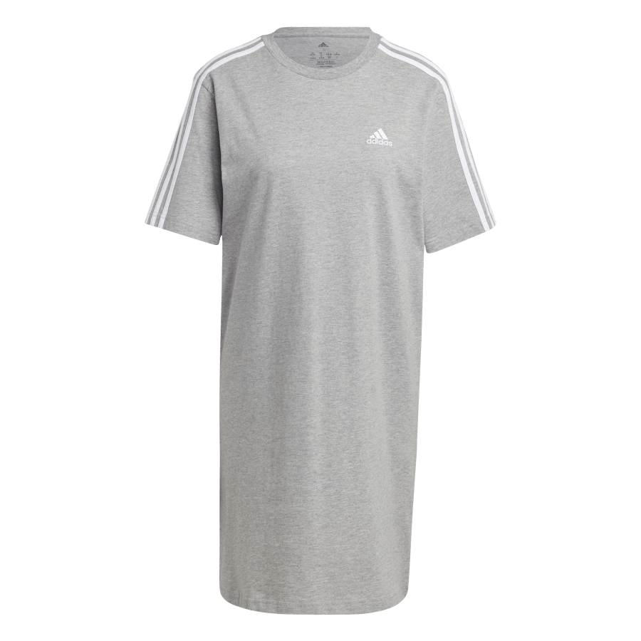 Essentials 3-Stripes Single Jersey Boyfriend Tee Dress Medium Harmaa Heather / Valkoinen