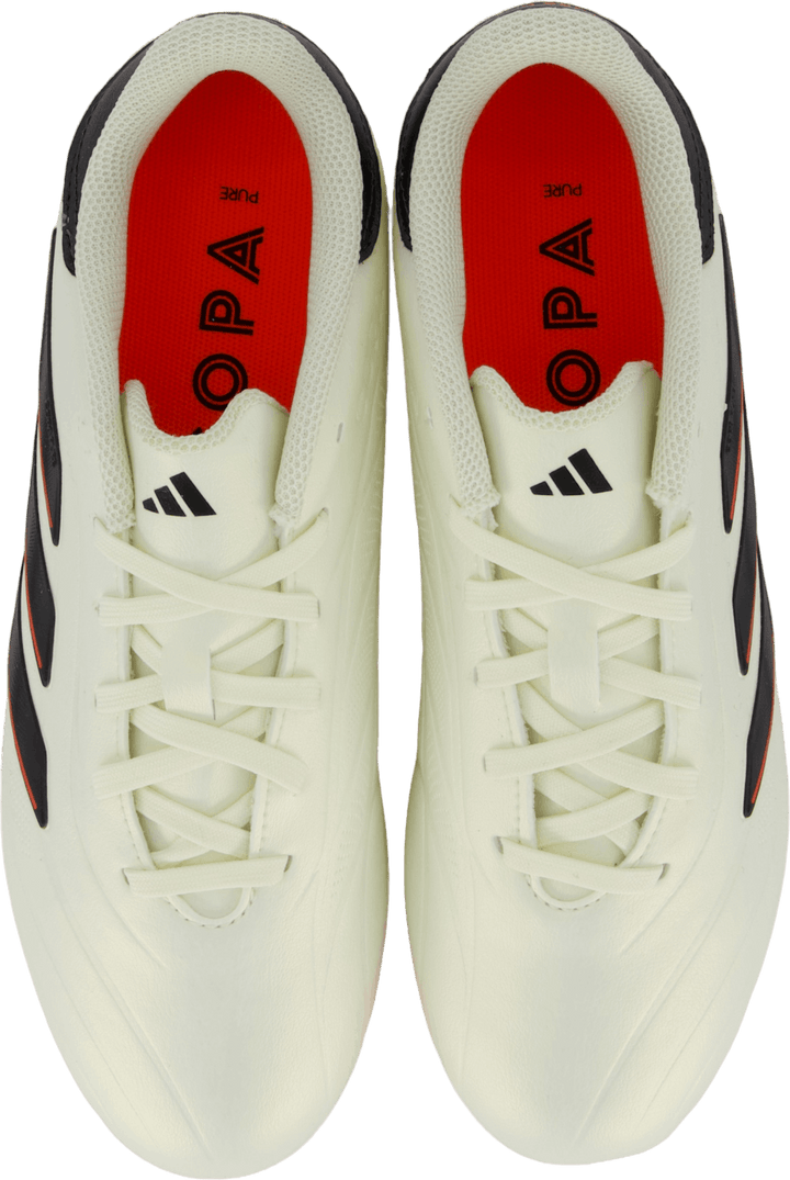 Copa Pure II League Firm Ground -saappaat Ivory / Core Black / Solar Red (norsunluu)