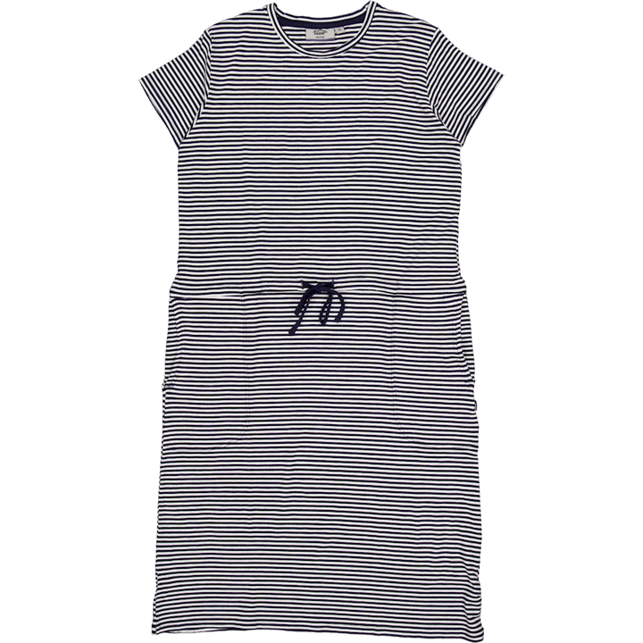 Carmen Dress Navy Stripes