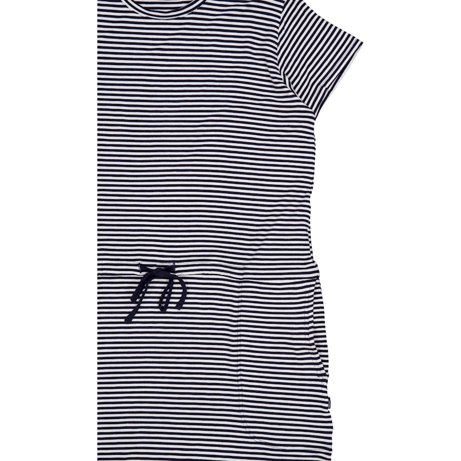 Carmen Dress Navy Stripes