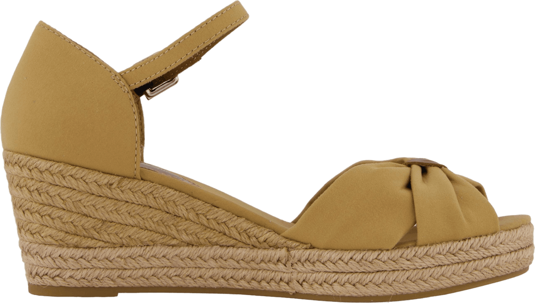Basic Open Toe Mid Wedge Khaki