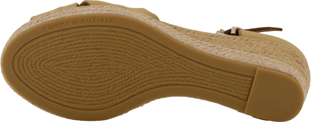 Basic Open Toe Mid Wedge Khaki
