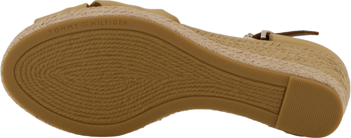 Basic Open Toe Mid Wedge Khaki
