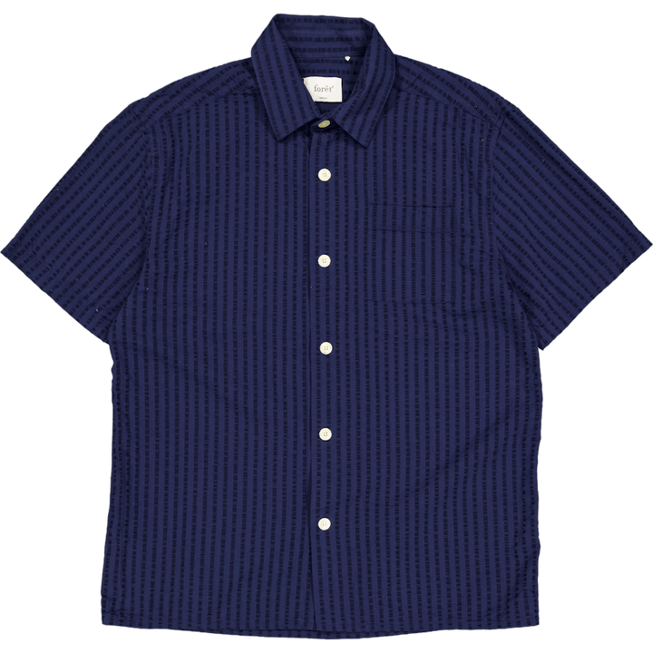 Chemise à manches courtes en seersucker Vole bleu marine