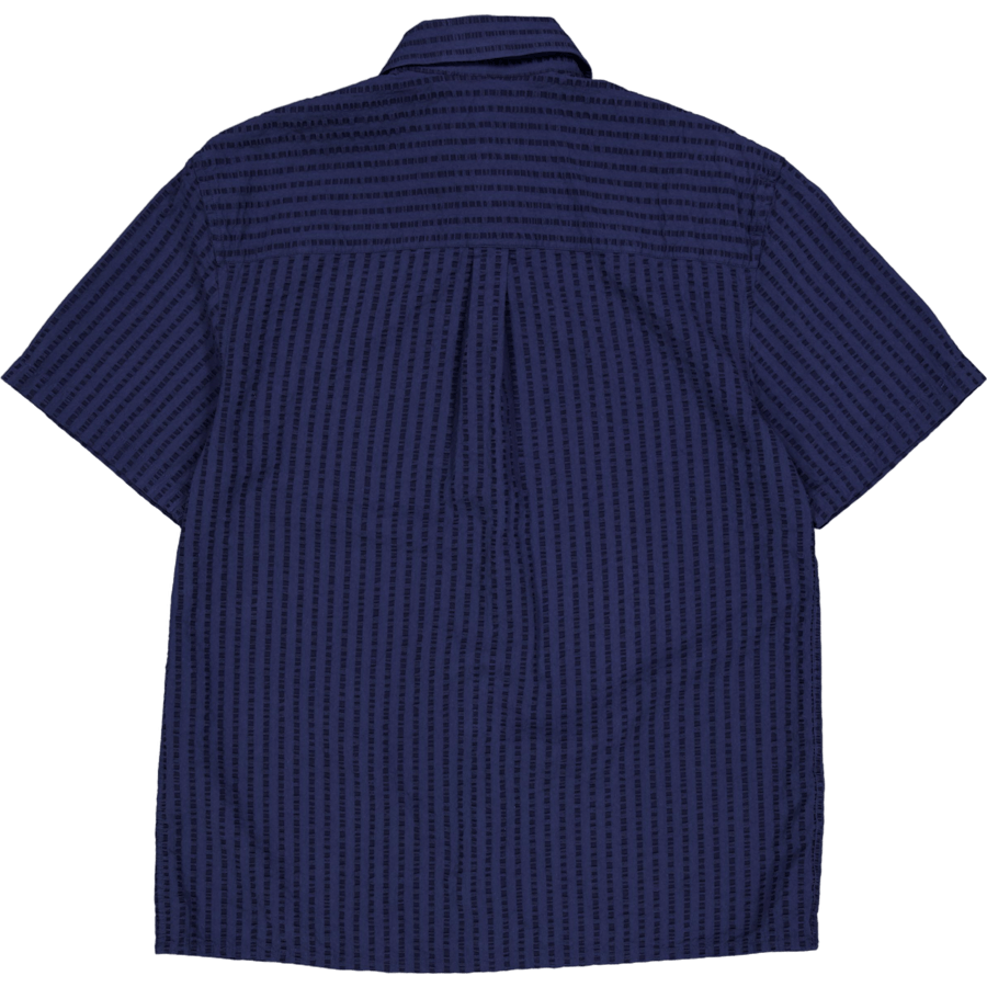 Chemise à manches courtes en seersucker Vole bleu marine