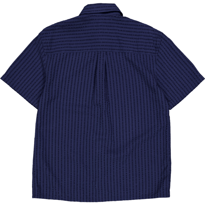 Chemise à manches courtes en seersucker Vole bleu marine
