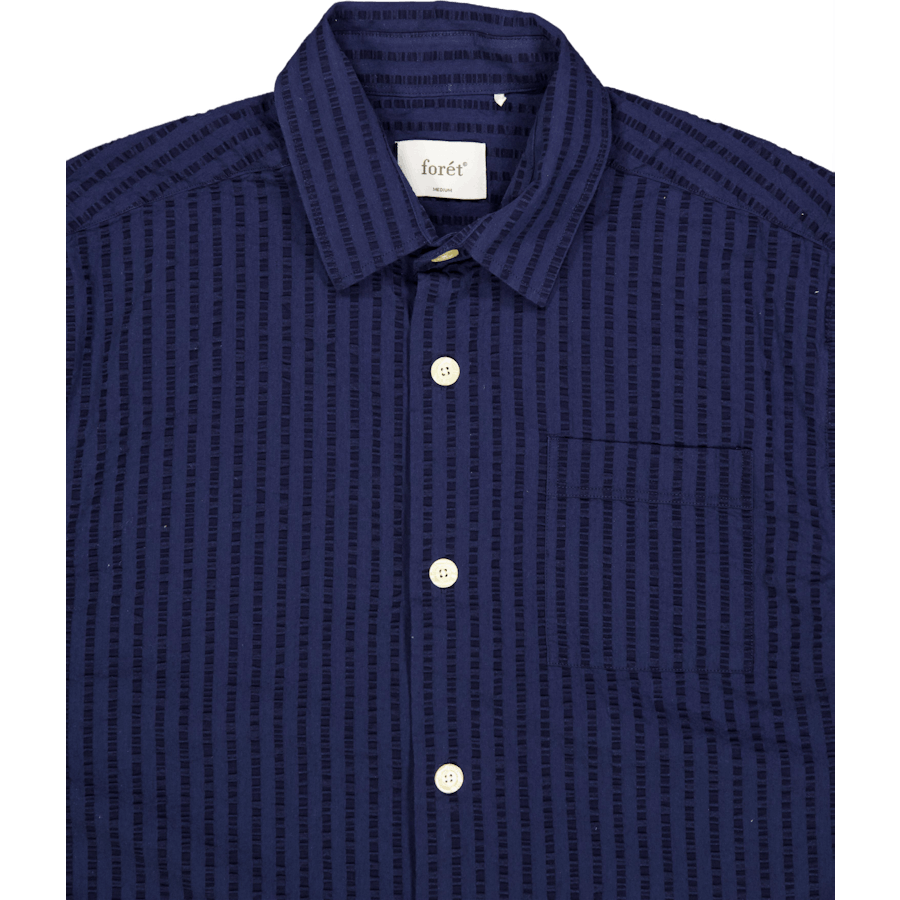 Chemise à manches courtes en seersucker Vole bleu marine