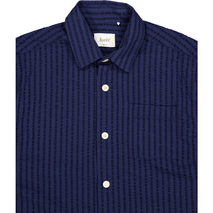Chemise à manches courtes en seersucker Vole bleu marine