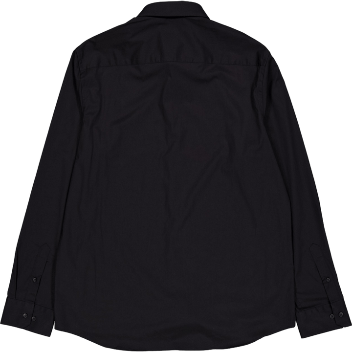 Stretch Popeline Slim Hemd Beh-ck Schwarz