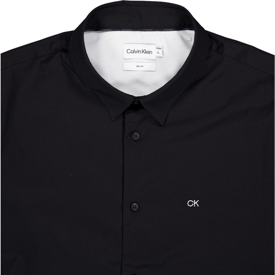 Stretch Popeline Slim Hemd Beh-ck Schwarz