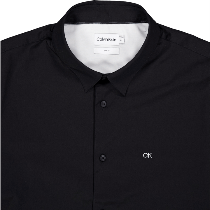 Stretch Popeline Slim Hemd Beh-ck Schwarz