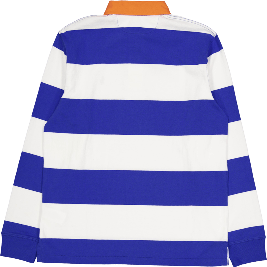 Classic Fit Striped Jersey Rugby Shirt New Iris Blue / White